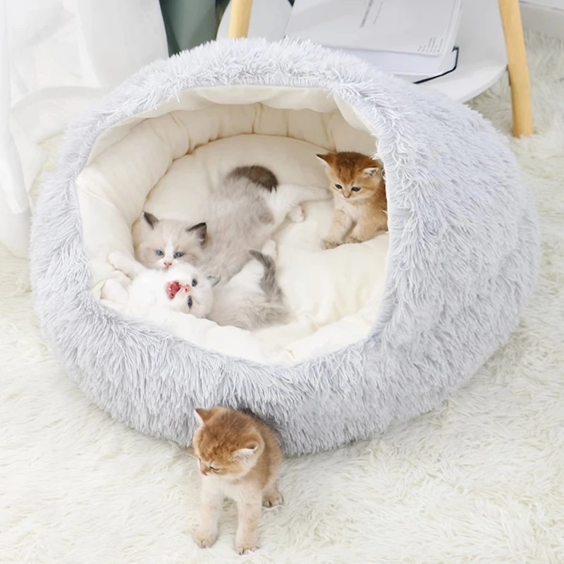 Soft Plush Pet Bed with Cover Round Cat Mattress Warm Dog 2 in 1 Sleeping Nest for Small Dogs 1005007783222897