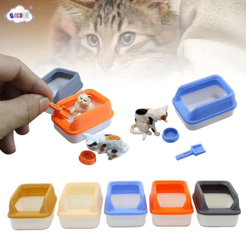 3Pcs/Set 1:12 Dollhouse Miniature Cat Litter Box Model Mini Shovel Pet Supplies for Doll Home DIY 1005007785694467