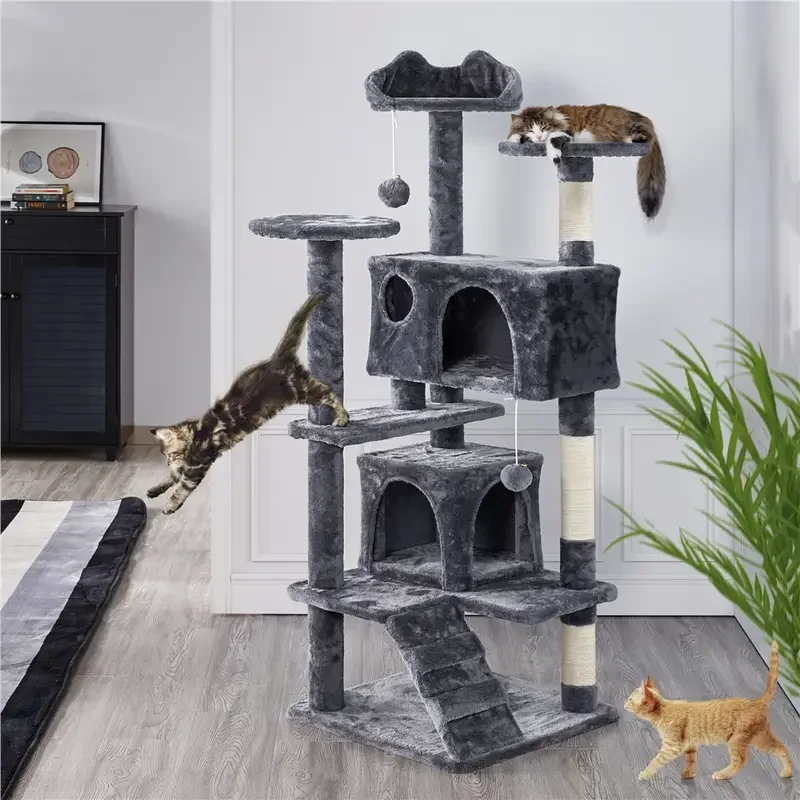 Large Cat House for for Kittens & Cat Tree Cat Tower Condo with 2 Condos Scratching Posts & Cats 1005007796847387