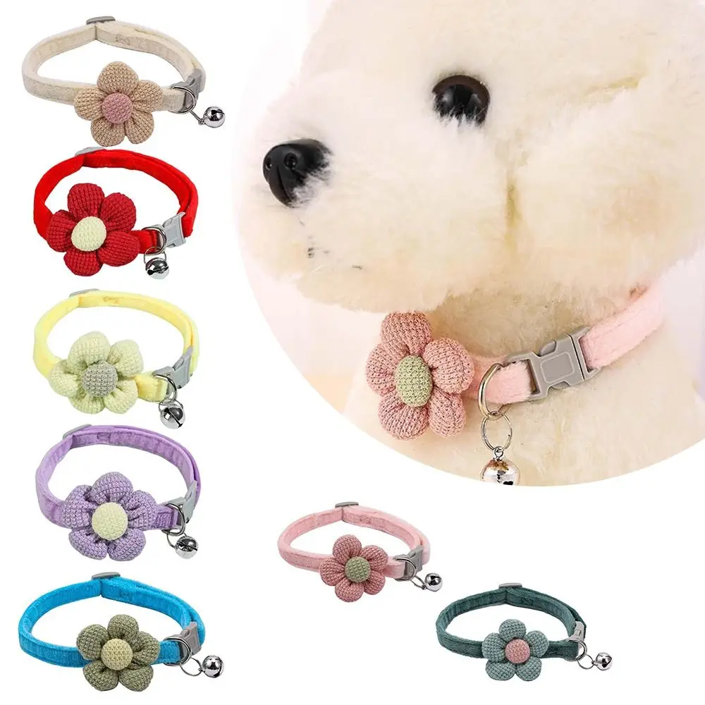 Cute with Bells Cat Collars Adjustable Teddy Pomeranian Collar Dog Collars with Flower Pet Collar 1005007831025492
