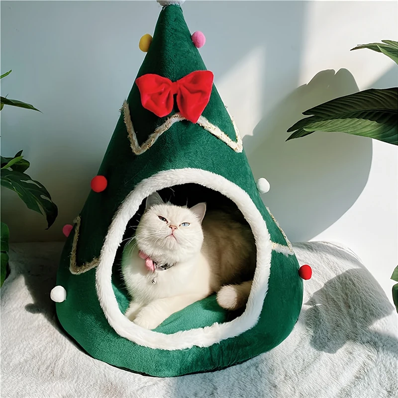 Houses for Cats Christmas Beds Winter Pet Supplies Warm Bed Puppy Accessories Things Cushions 1005007842455223