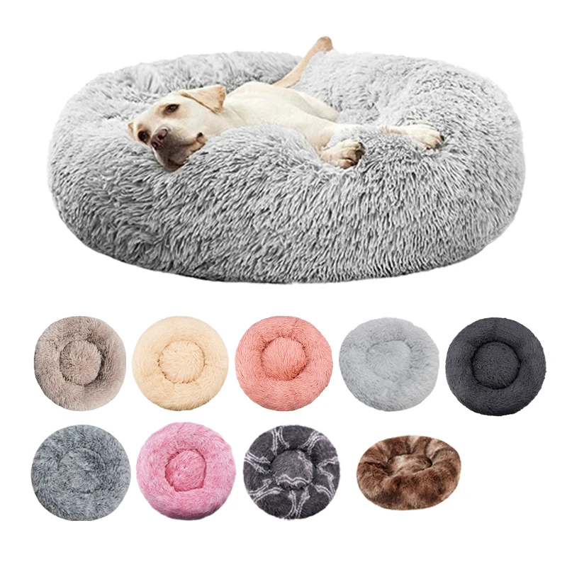 Round Dog Bed Winter Warm Cat Bed Plush Basket for Dog Washable Pet Bed for Small Medium Large Dog 1005007843423523