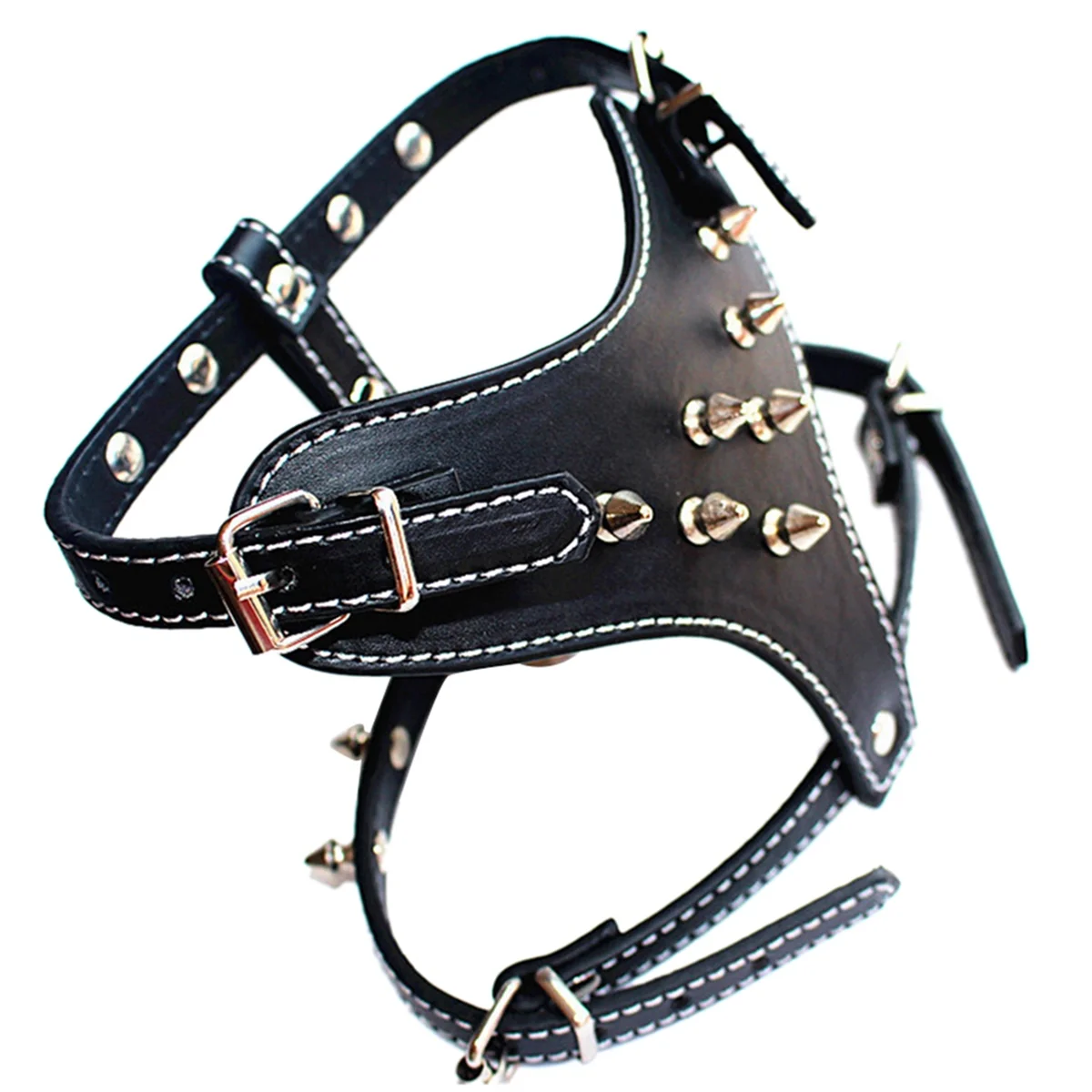 Spiked Studded Leather Puppy Dog Harness Vest for Small Breeds Black 1005007855552023