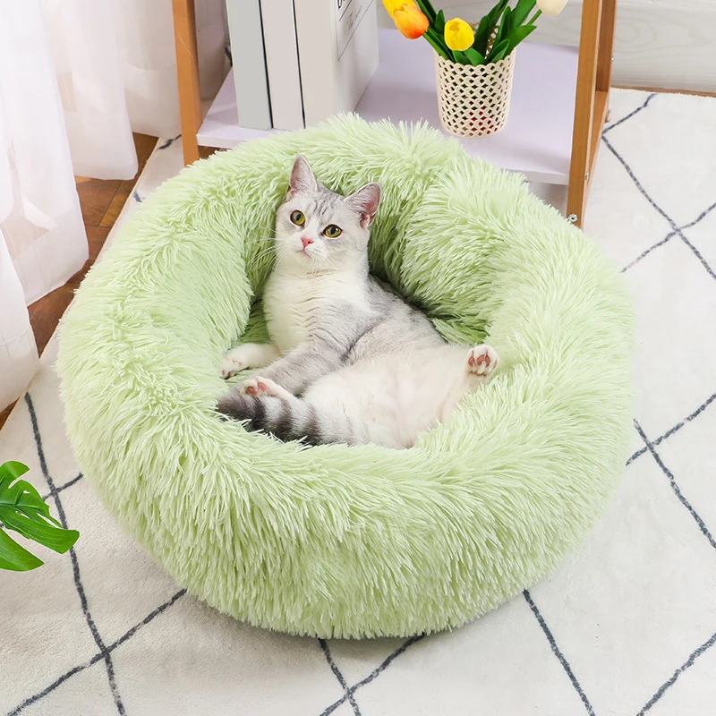 60cm Round Pet Bed for Large Dog Bed Super Soft Cat Bed Long Plush Dogs Basket Cushion 1005007856288039