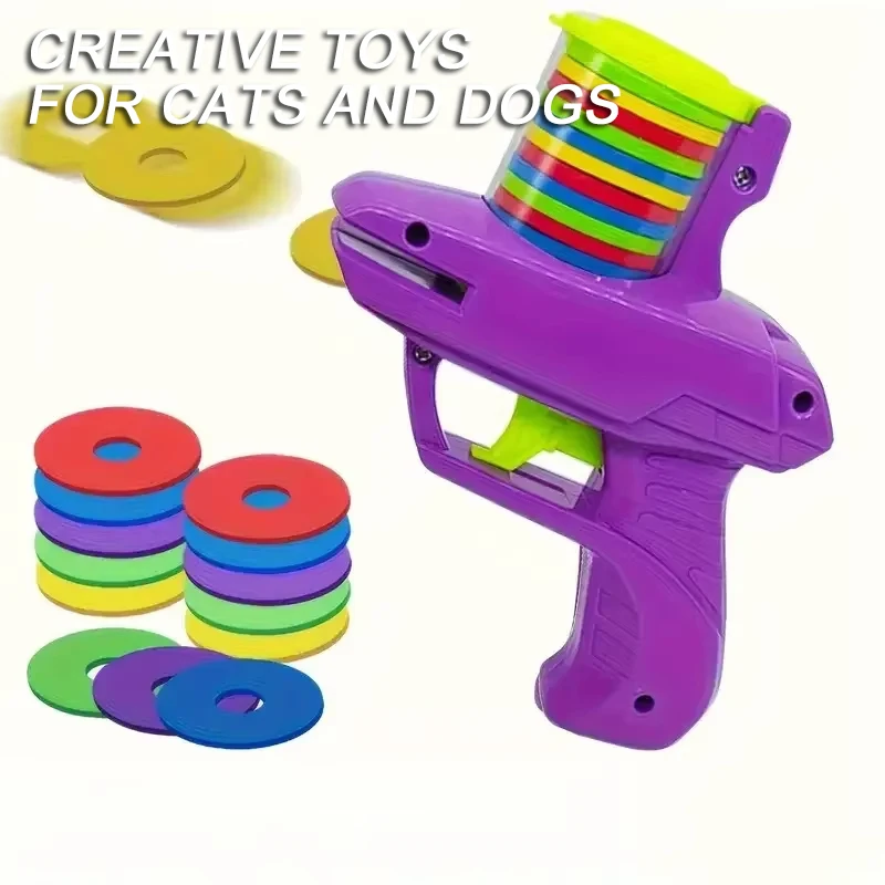 Funny Cat Toys Creative Turnip Gun with 15pcs Reusable Foam Frisbee Pet Hunting Interactive Toy Dog 1005007857237227