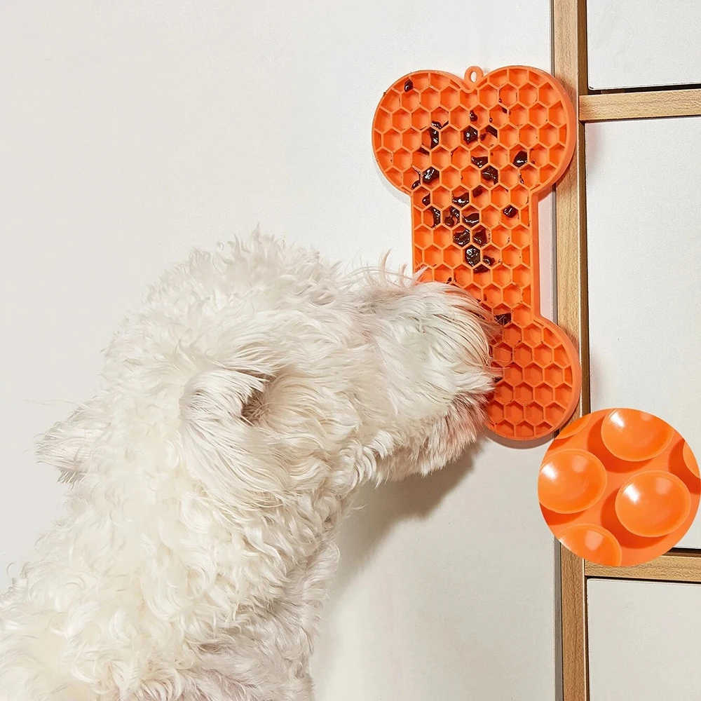 Dog Slow Food Pad Bone Silicone Pet Licking Mat Placemats Supplies Feeding Cats Dogs 1005007875867638