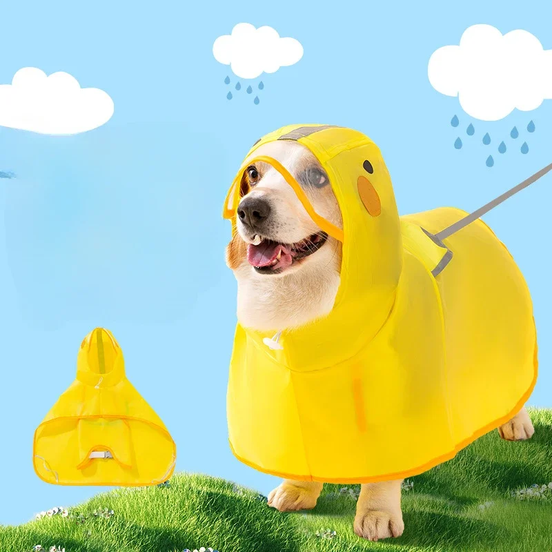 Pet Dog Duck Shape Rainwear Raincoat Puppy Pet Hooded Waterproof Jacket Clothes Soft PVC Small Dogs 1005007879106500