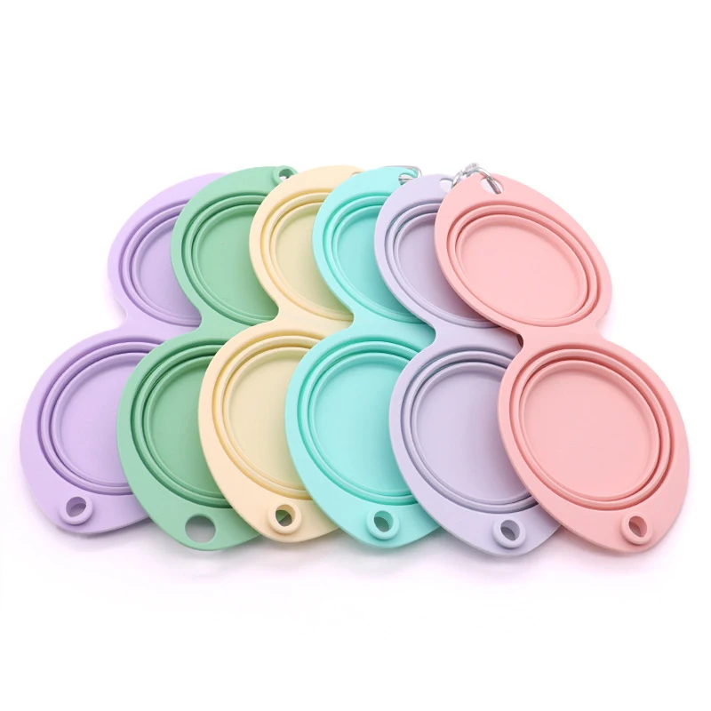 Foldable Dog Bowl Silicone Double Bowl Collapsible Dog Food Bowl Water Outdoor Pet Travel Drinking 1005007884757778