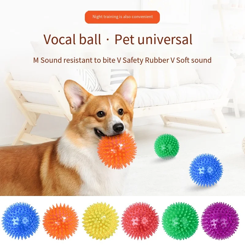 Dog Toys Sound Toy Bouncy Ball Pet Toy Polka Squeaky Tooth Cleaning Ball TPR Training Pet Teeth 1005007905841627