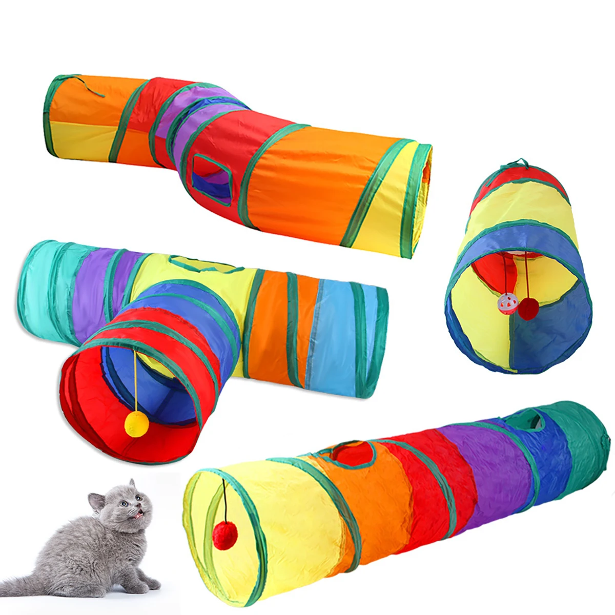 Cat Tunnel Foldable Pet Supplies Cat S T Y Pass Play Tunnel Cat Toy Breathable Drill 1005007929282190