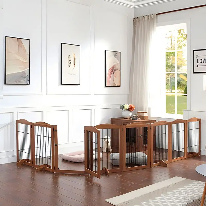 Wooden Pet Fence Dog Fence Freely Combinable Pet Isolation Door Indoor Foldable Dog Cage for Small 1005007929735427