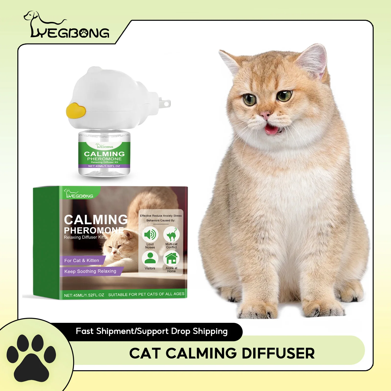 Cat Calming Diffuser Cat Pheromone Plug-In Relaxants Prevent Howling Pet Dogs Anti-Anxiety Reduces 1005007943479131