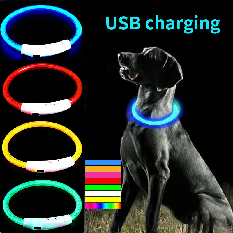 USB Rechargeable LED Fiber Optic Collar for Pets Luminous Anti-Lost Dog Accessory Outdoor Light 1005007943812939