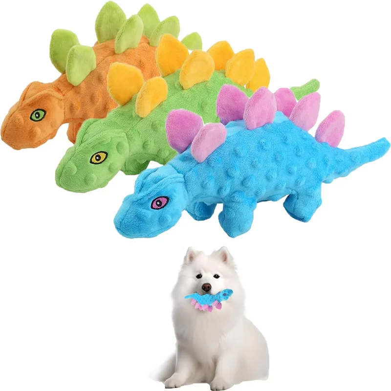 Pet Dog Squeaky Plush Dinosaur Toys Interactive Indestructible Stuffing Supplies Small Chew Molar 1005007945617891