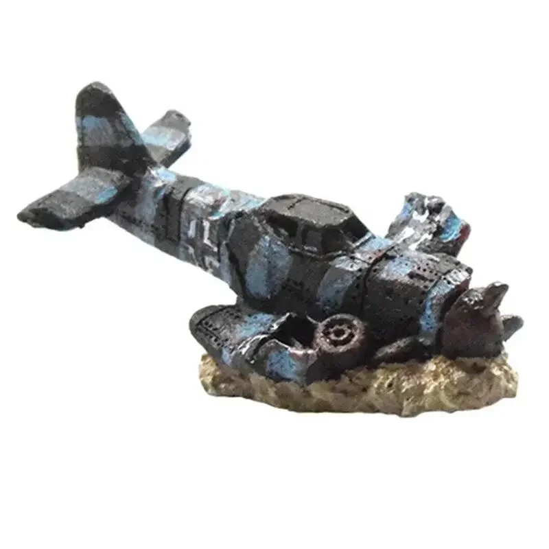 Aquarium Accessoires Small Aircraft in Ship Wreck Decor Landscape Decoration Boat Fish Tank 1005007948658244