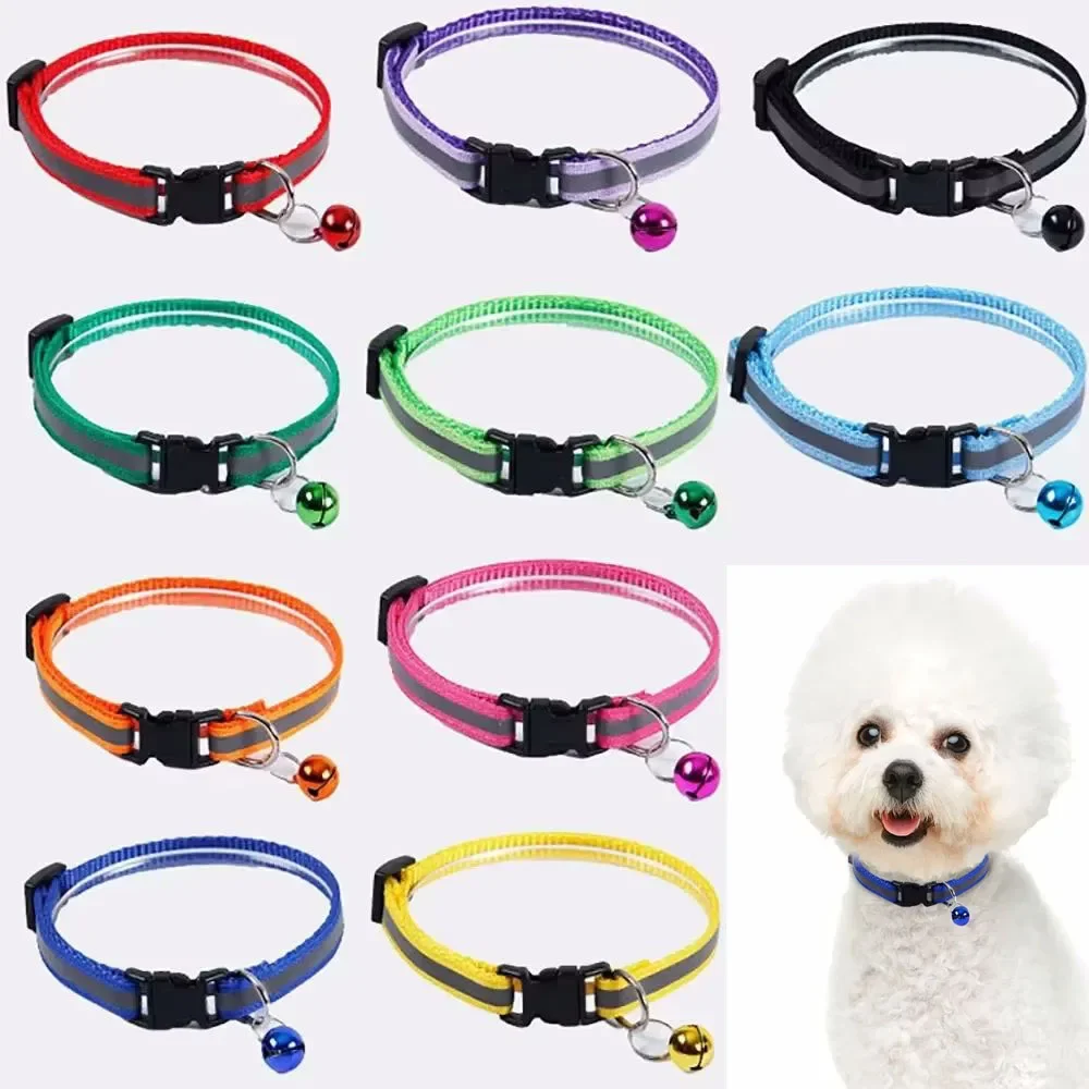 Cute Dog Cat Collar Cat Necklace Adjustable Reflective Colorful Bell Patch Collar Buckle Dog Collar 1005007971912809