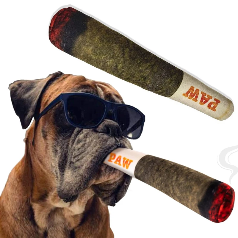 Funny Interactive Dog Toys Cigar Design Plush Squeaky Pet Toys Grinding Teeth Creative Chew Cool 1005007996279766