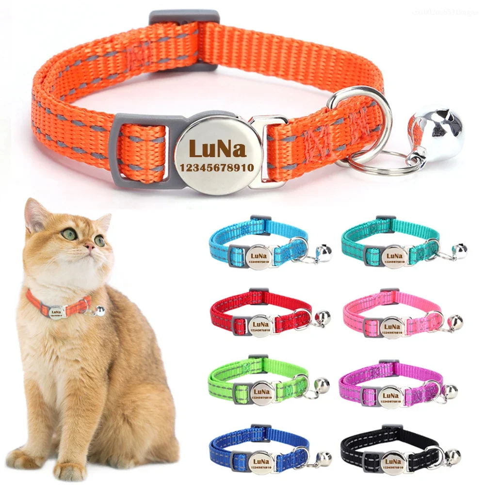 Personalized Cat Collar Pet ID Tag Name Custom Free Engraved ID Nameplate Kitten Puppy Anti-Lost 1005008000018547