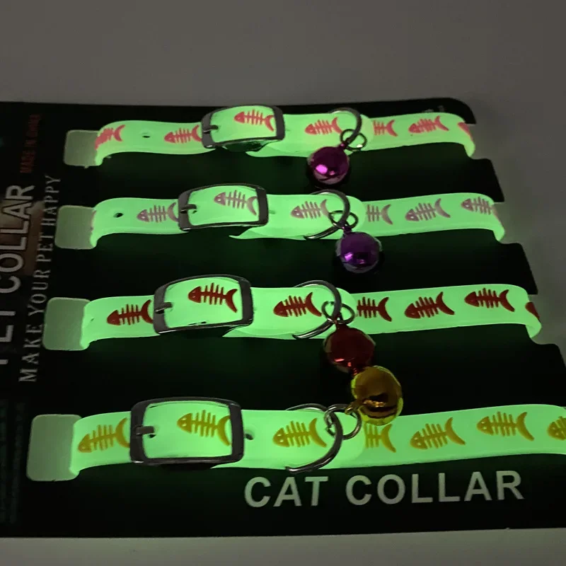 Glow at Night Dogs Cats Adjustable Necklace Pet Glowing Collars with Bells Safety Night Walking 1005008009332521