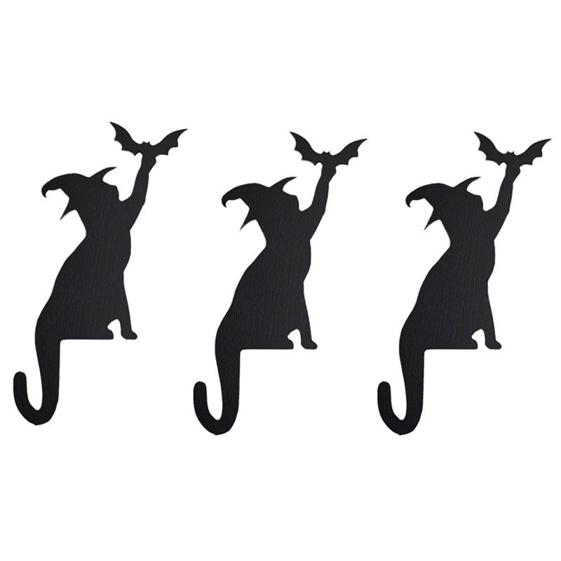 Witch Cats with Bat Wing Door Topper, Black Cats Decor, Witch Cats Halloween Door Corner Decor 1005008010870003