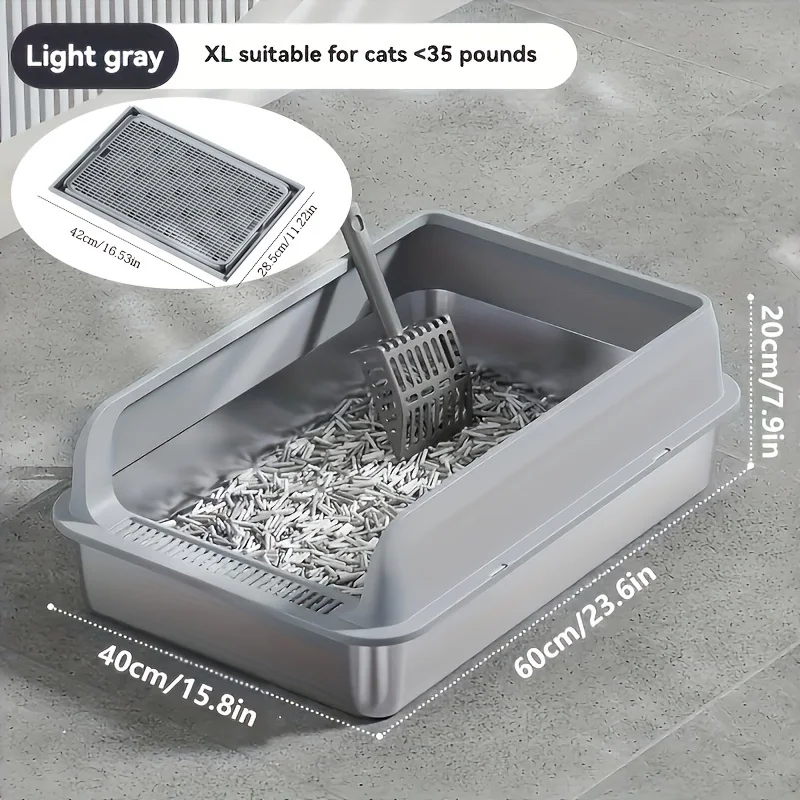 KEMORELA Extra Large Stainless Steel Cat Litter Box with Lid 1005008016487878