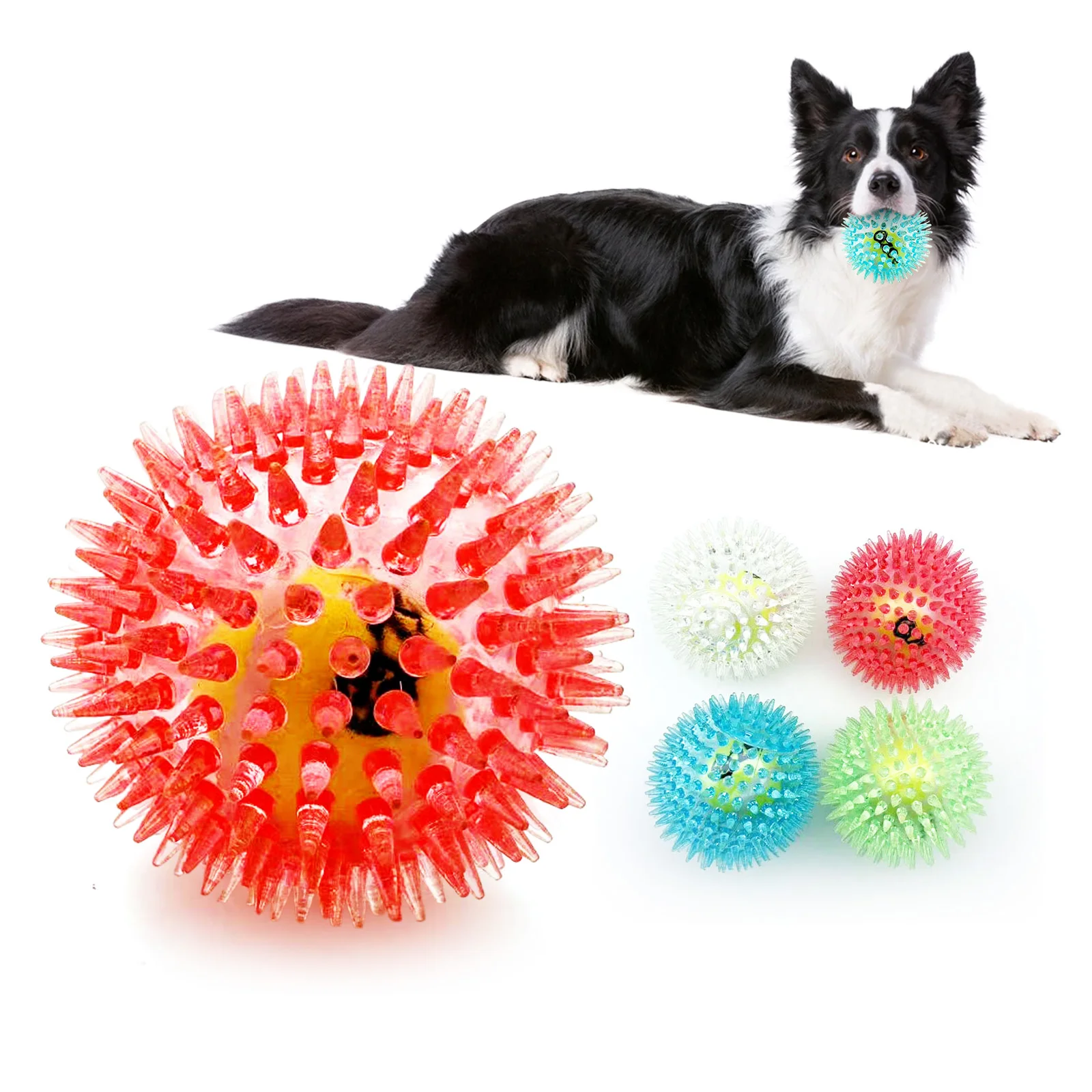 Pet Dog Toy, Rubber Tennis Ball, Prick Ball, Squeaking, Grinding Teeth, Relieving Boredom 1005008038542896