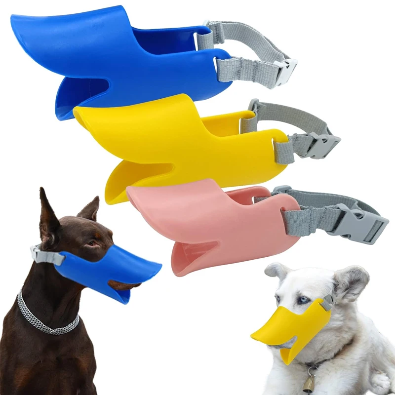 Pet Muzzle Silicone Anti-Cute Duck Adjustable Pet Dogs Anti Bite Stop Barking Small Large Dog (1PC) 1005008040894330