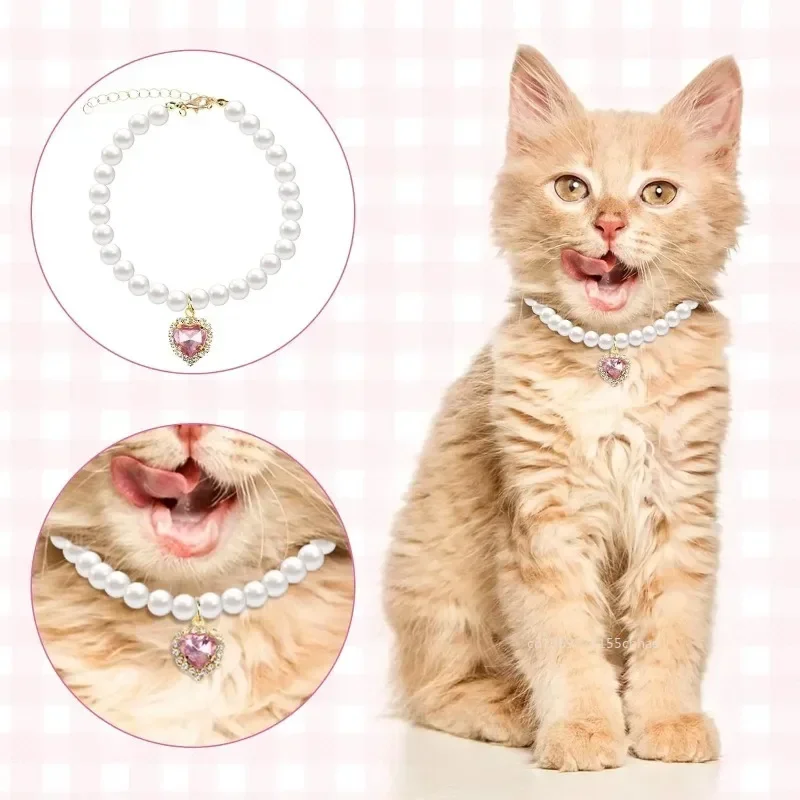 Pet Pearl Collar Dog Princess Necklace Cat Jewelry Cute Collar Puppy Accessories Dog Kitten Chain 1005008041937249