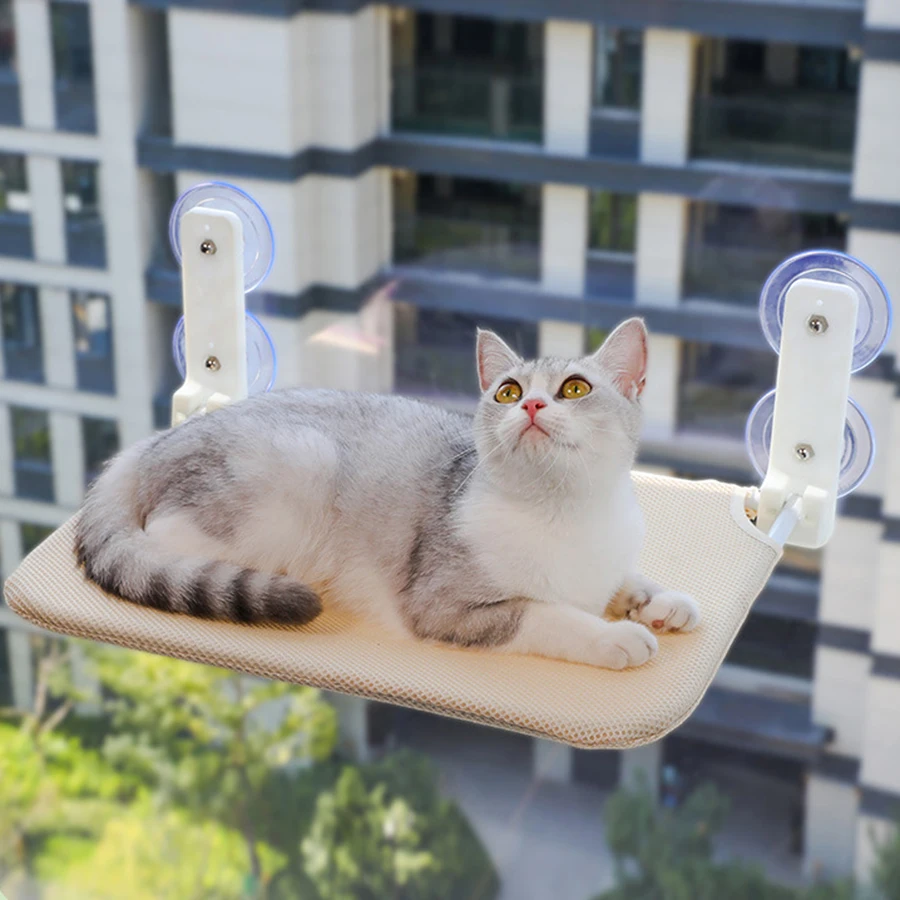Assembly Free Folding Cat Hammock Plush Mesh Cat Window Wall Jumping Platform Double Suction Cup 1005008042950249