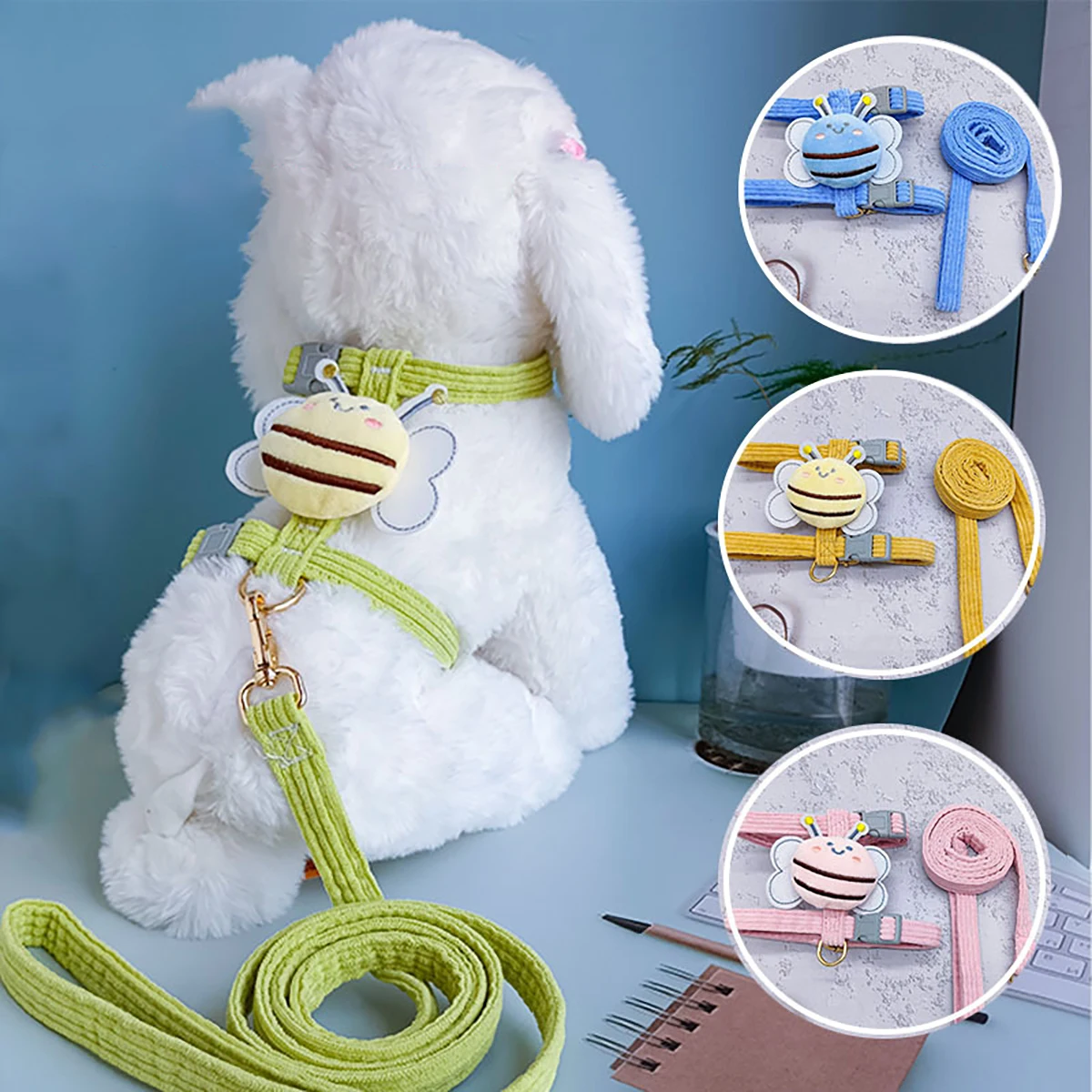 Pet Harnesses Leash Set Cute Bee Dog Cat Soft Adjustable Outdoor Walking Anti-Lost Puppy Supplies 1005008049508881