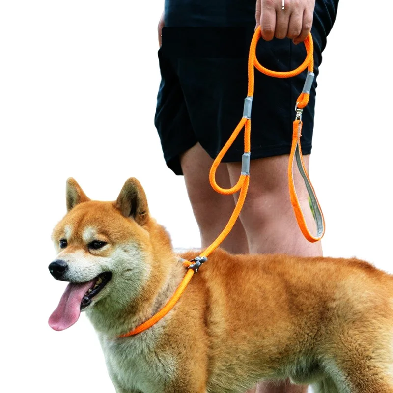 Dog Collar Leash Slip Chains Leads Strong Double Handle Nylon Rope No Pull Pet Training Medium Dogs 1005008057482001