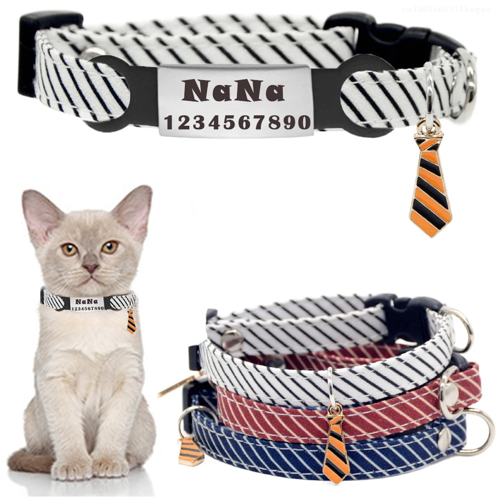 Customized Cat Collar Personalized Pet Collar Free Engraving Name ID Tag Nameplate Anti-Lost 1005008061804102