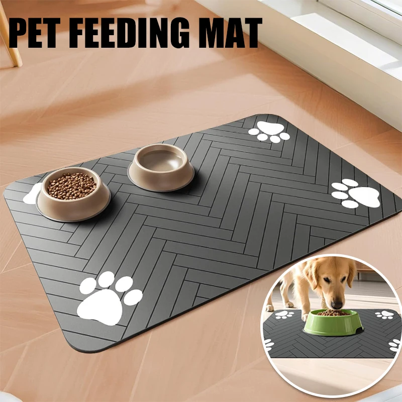 Pet Feeding Mat-Absorbent Pet Placemat for Food and Water Bowl, with Waterproof Rubber Backing 1005008069857457