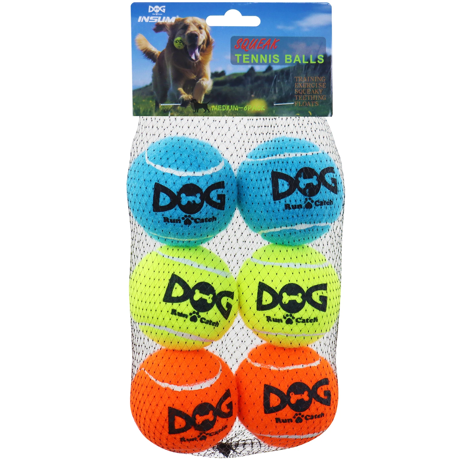 Squeaky Tennis Ball Dog Toys, 2~6Pcs 2.5" Balls for Medium Dogs 1005008083198622