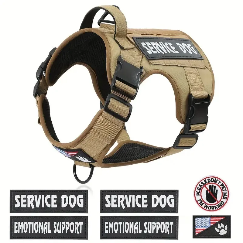 Tactical Dog Harness Adjustable Military Emotional Support Service Dog Vest with Handle & Molle 1005008095195252