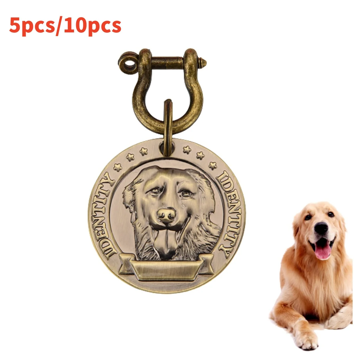 VIP 5PCS/10PCS Customizable Engraved Pets ID Tag for Dog Cat Bronze Nameplate Tags Personalized 1005008114204037