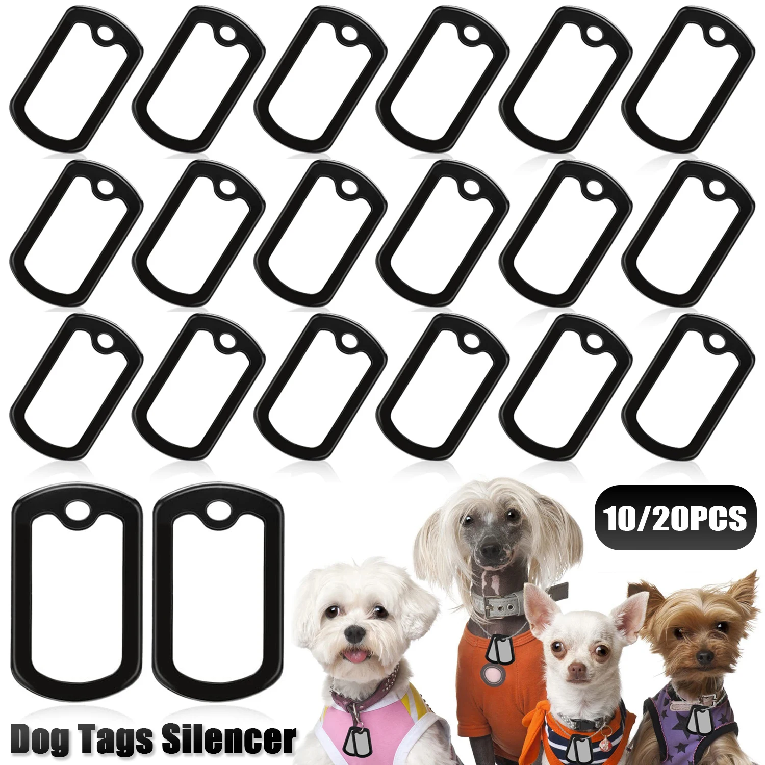 20Pcs Dog Tag Silicone Silencer Military Tags Silencers ID Rubber Case for Pet Collar Reduce 1005008121224324