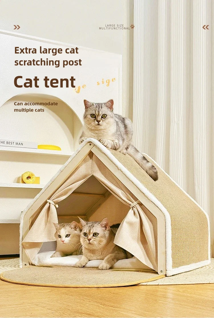 Cat Nest Winter Warm Villa House Shell Semi-Enclosed Sleeping Bag Scratching Board Does Not Drop 1005008122443331