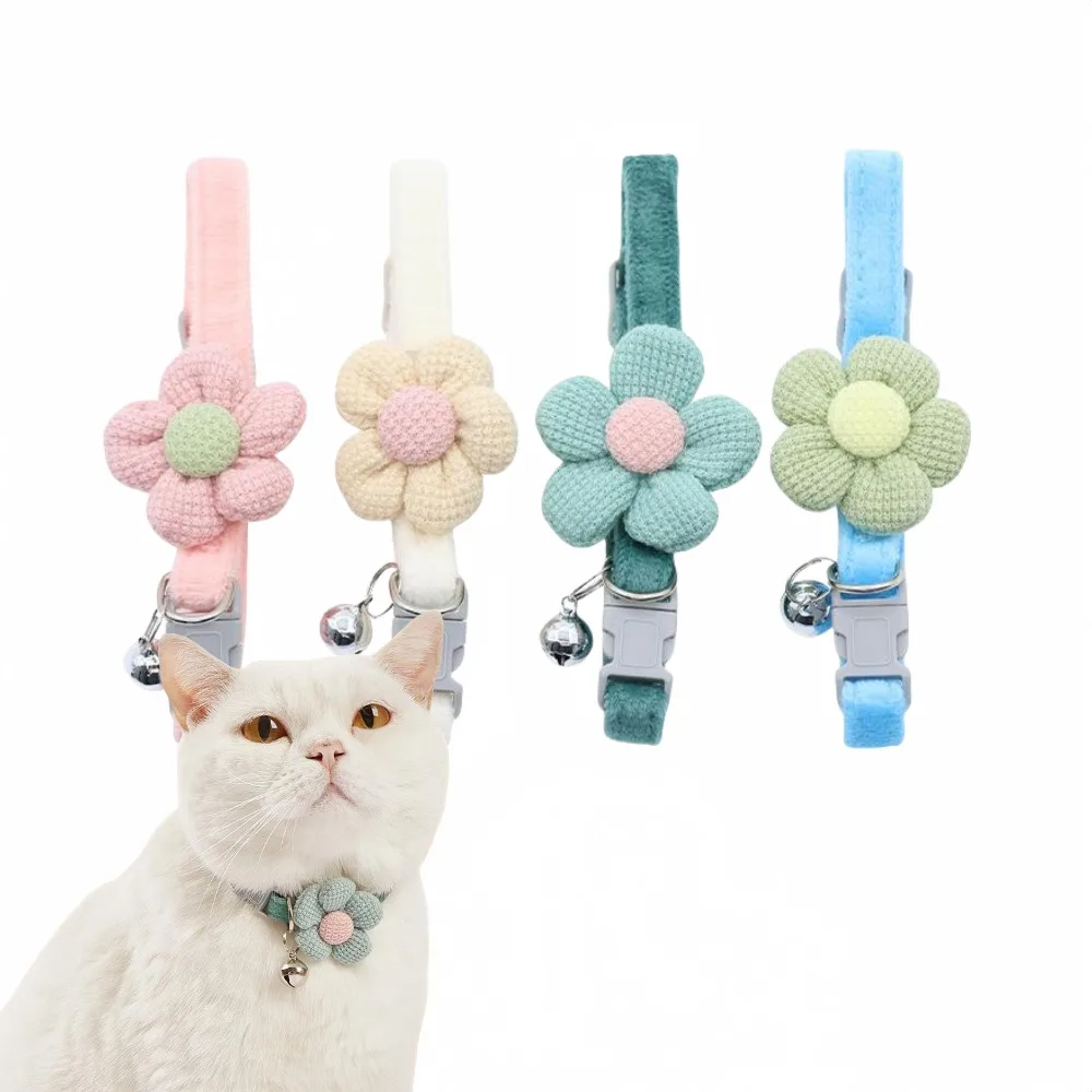 Gatos Kawaii Adjustable Cats Collar Flower Pet Collar Safety Pet Supplies Small Dog Kitten Cat Bow 1005008125851663