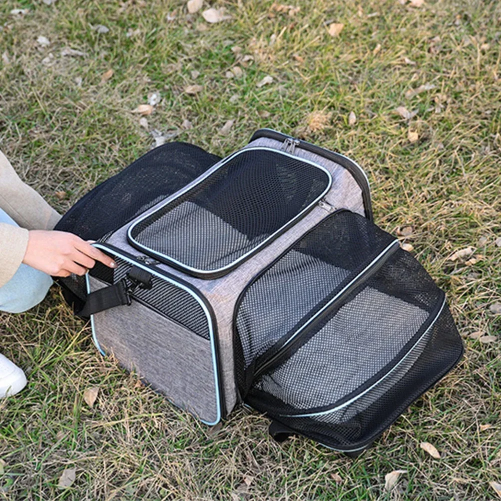 Pet Carrier Expandable Foldable Soft Dog Bag Backpack 5 Open Doors Reflective Tapes Pet Travel Bag 1005008140180215