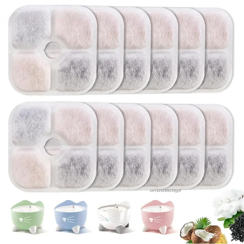 6pcs/12pcs Pet Water Fountain Replacement Filters Cat Water Drinking Fountain Triple Filtration 1005008140603909