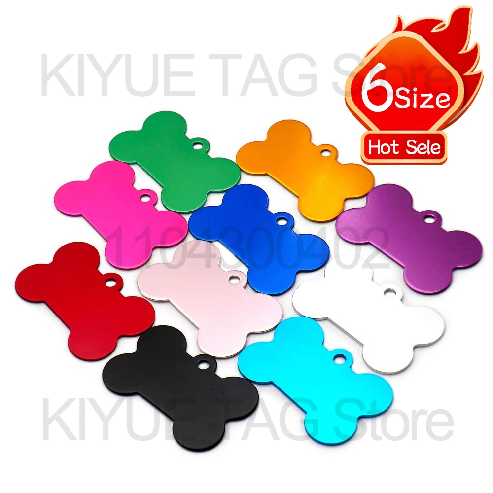 Pet Dog ID Tag Bone Shape Aluminium Puppy Cat Collar Accessories Customized DIY (100Pcs) 1005008141144322