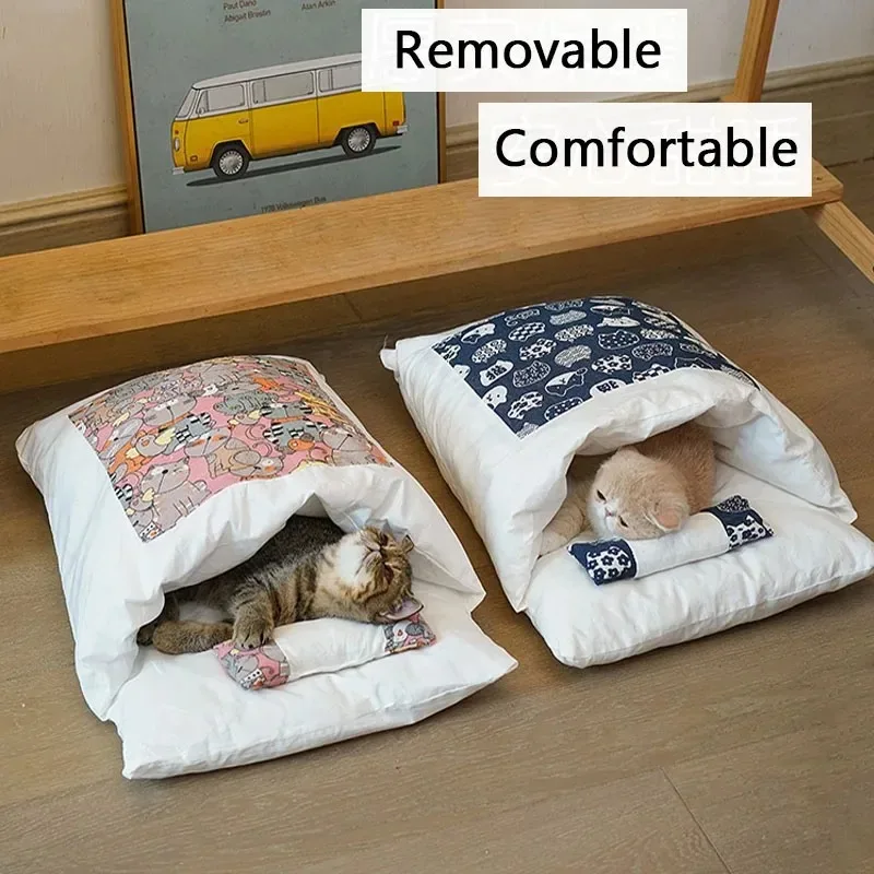 Kawaii Removable Cats Bed House Home Supplies Products for Adult Cats Large Pet Dog Bed Cat's House 1005008142364736