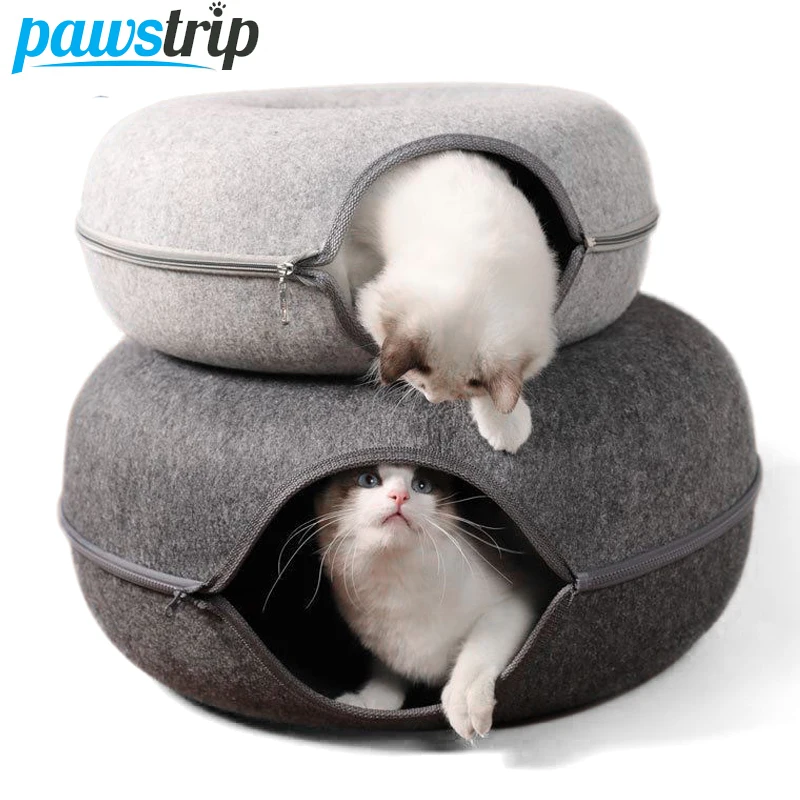 Donut Cat Bed for 2 Cats Pet Cat Tunnel Toys Kitten House Basket Interactive Play Toys for Cats 1005008142880126