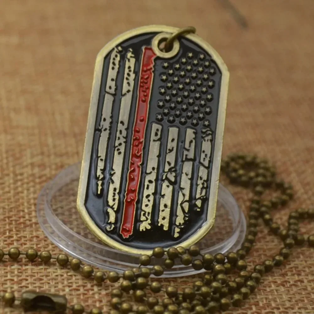 United States Firefighter Fireman Dog Tag with Prayer Challenge Coin Thin Red Line Souvenirs 1005008147767119