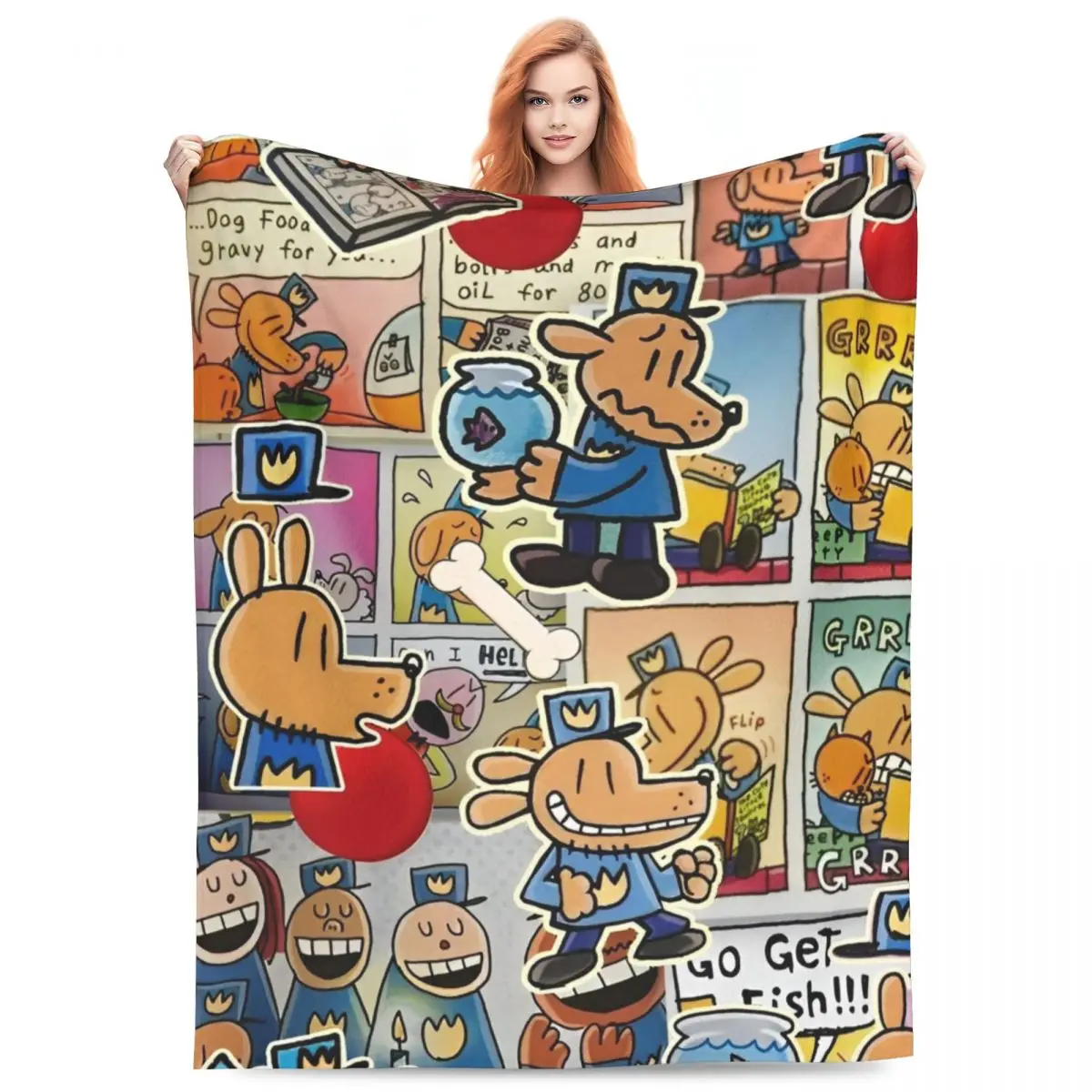 Dog Man Dogman and Friend Micro Blankets Picnic Flannel Bedding Throws for Couch Bed Warm 1005008148788200