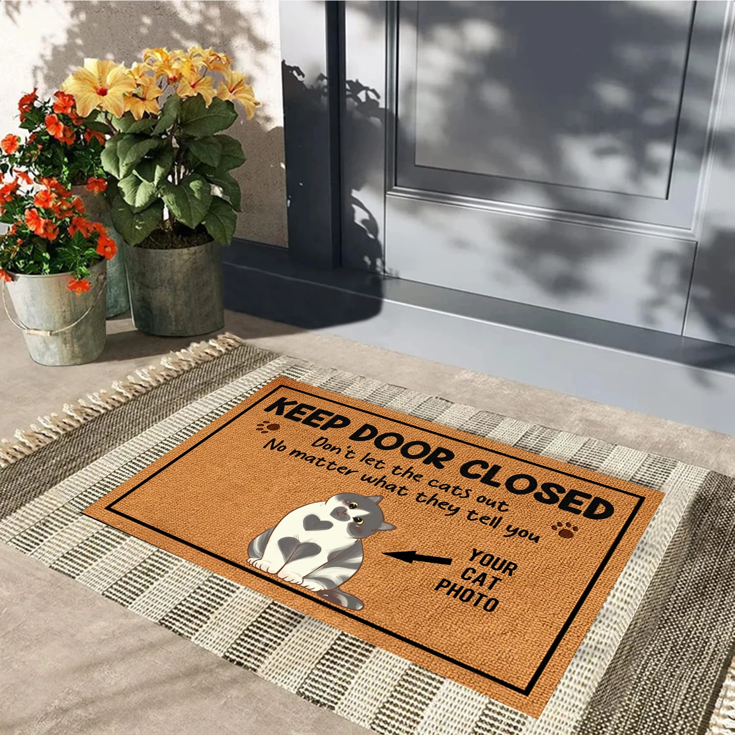 Keep Door Closed Cats Personalized Photo Name Doormat.personalized Pet Door Mats. Cat Entrance Mat 1005008163363317