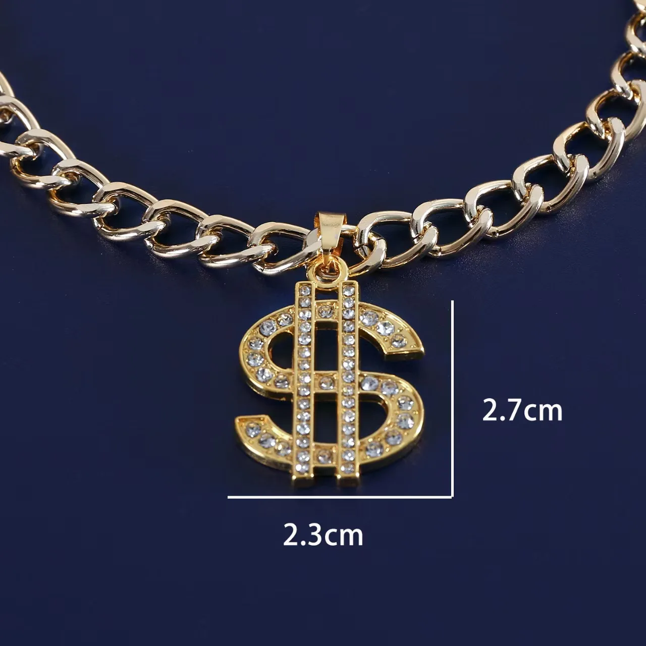Golden Dollar Chihuahua Dog Accessories for Cat Neck Wear Fancy Zircon Pet Necklace Adjustable 1005008169480800
