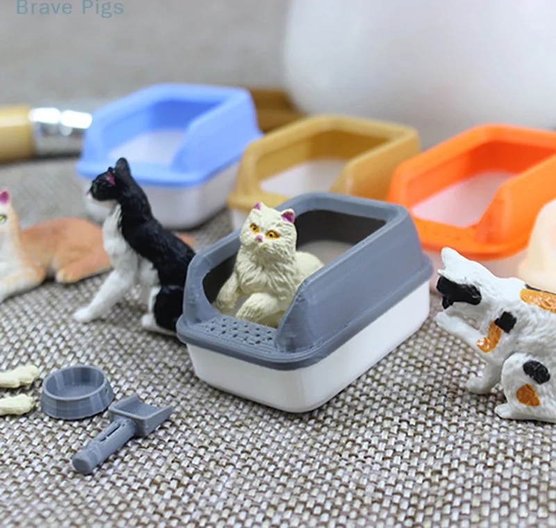 3Pcs/Set Home Decoration Miniature Cat Litter Box Model Mini Shovel Pet Supplies for Doll DIY 1005008169695227