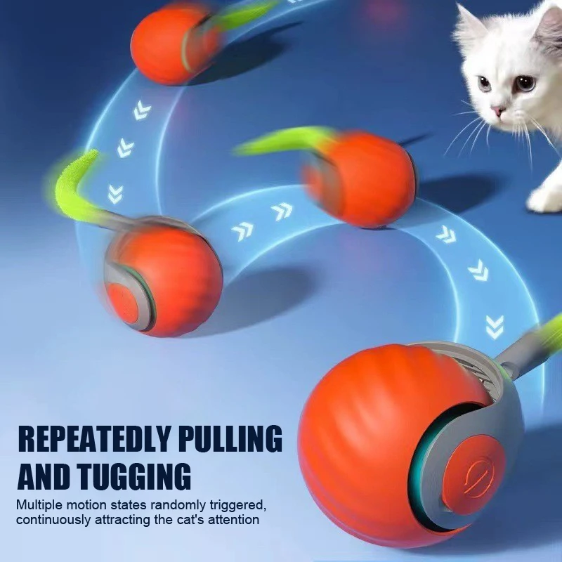 Cat Interactive Ball Toy Automatic Roller Ball Fake Tail USB Rechargeable Smart Electric Toy Dog 1005008178185124